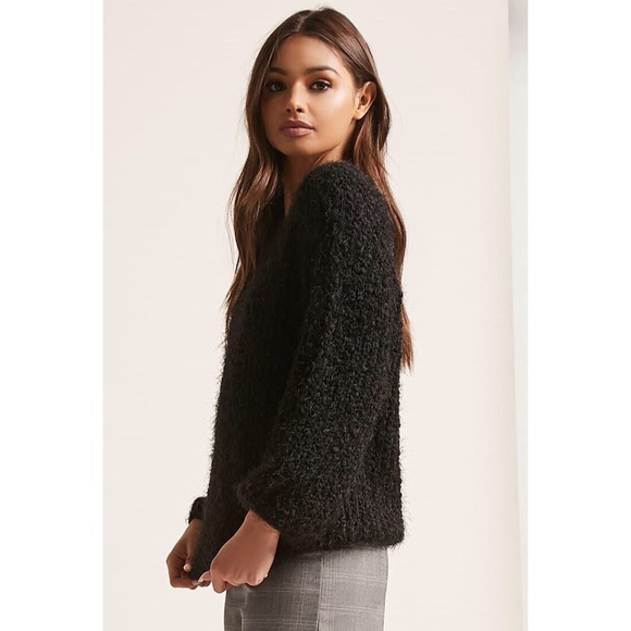 black fuzzy sweater